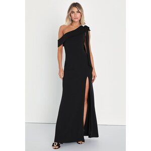 Lulus Stepped Out Stunning Black One-shoulder Mermaid Maxi Dress - Size M